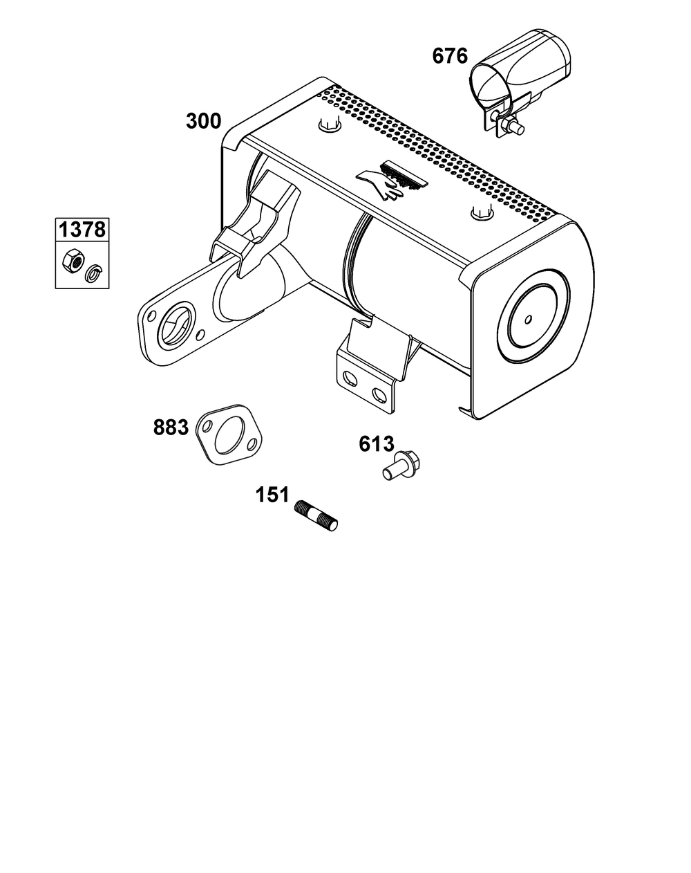 Exhaust Group Diagram and Parts List for 131D05-0002-01 100000 - 19Z999 Briggs and Stratton Engine